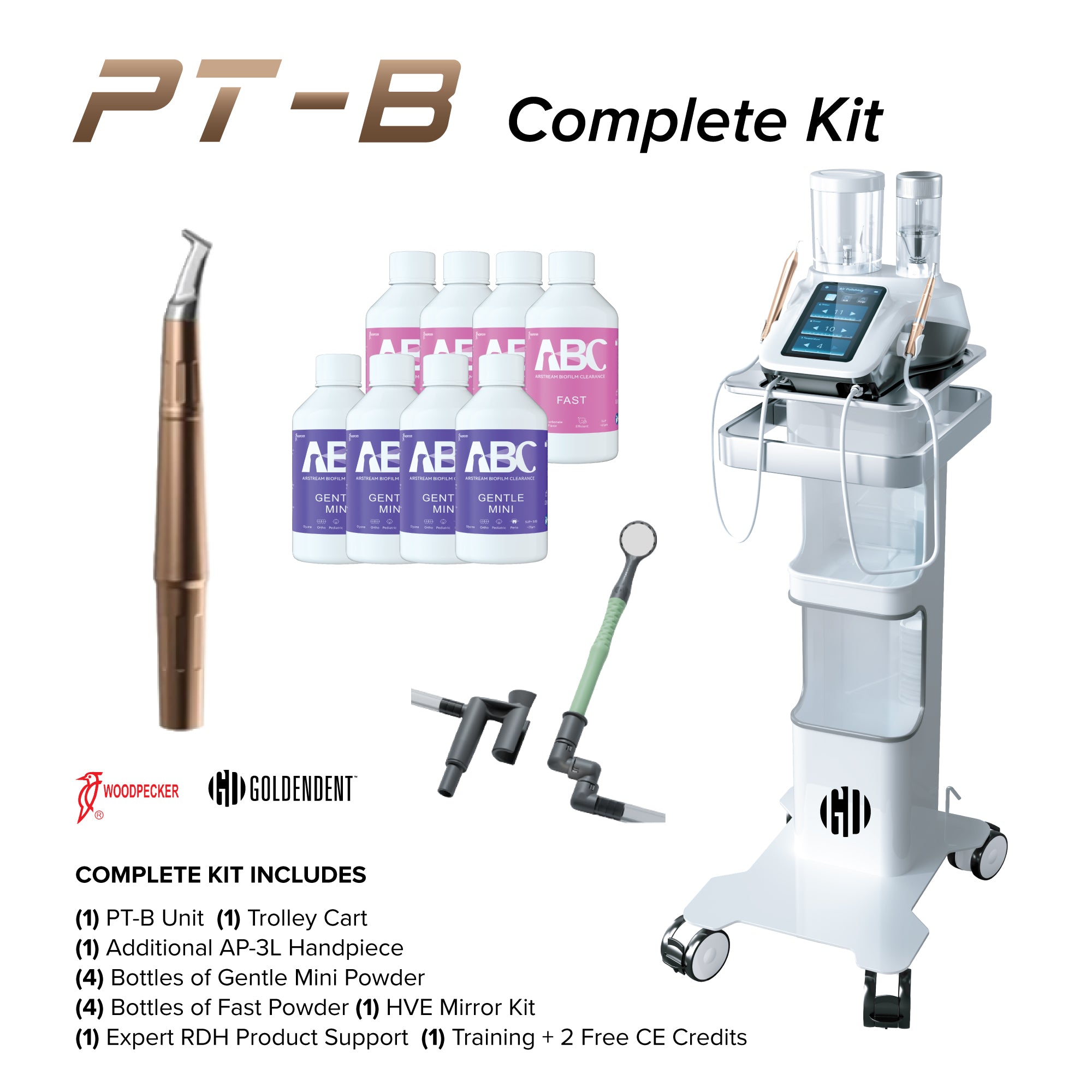 Woodpecker PT-B Complete Kit — Air Polisher & Ultrasonic Scaler Combo Unit - Woodpecker - GoldenDent